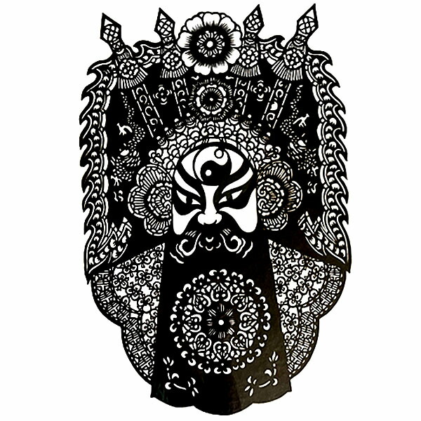 楽天市場】B級品 中国伝統工芸【切り絵】額付 変面 黒関羽 四剣 A3