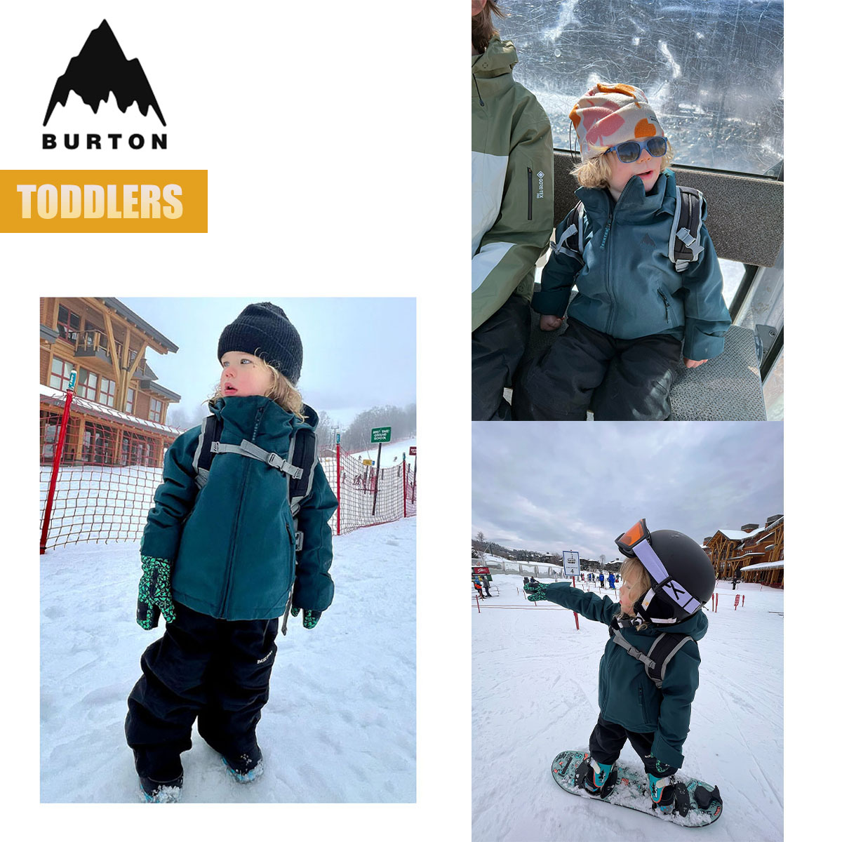 Burton 子供用青と緑の迷彩スノーボードウェア BURTON 子ども用