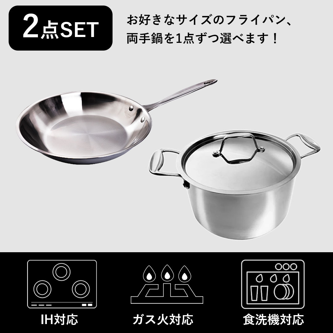 楽天市場】Tri-Ply ステンレス フライパン 両手鍋 セット ステンレス製