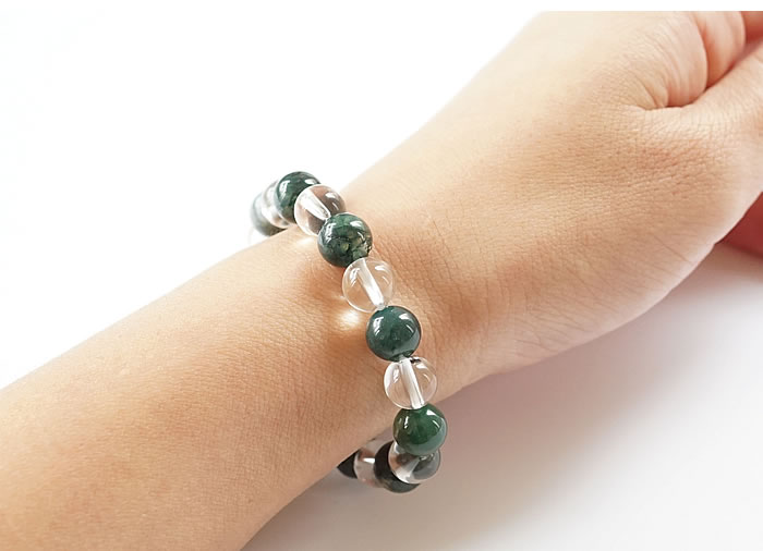 楽天市場】モスアゲート×水晶AAA 8mm ブレスレット 天然石