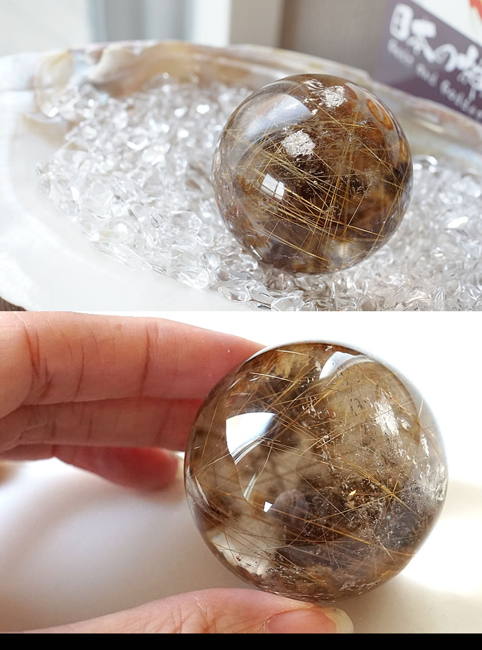 楽天市場】【一点もの】ガーデンルチルクォーツ 丸玉 スフィア 天然石