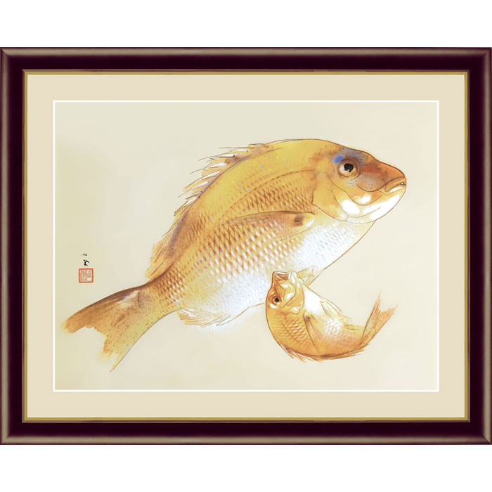 楽天市場】竹内栖鳳 海幸 42×34cm 日本画 魚 さかな サカナ タイ 鯛