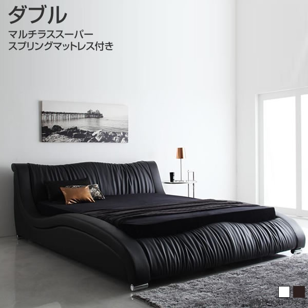 楽天市場】ダブル ベッド 高級 デザイナーズベッド マットレス付き