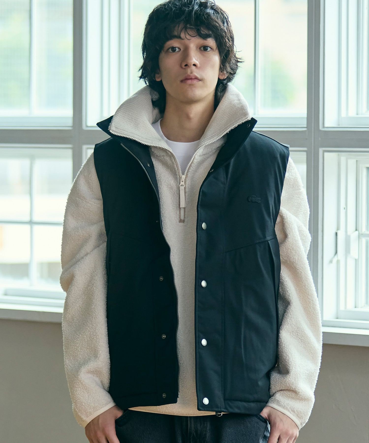 LACOSTE｜RDS認証ダウン 耐水透湿 ハイネック ジップアップ ピケダウン