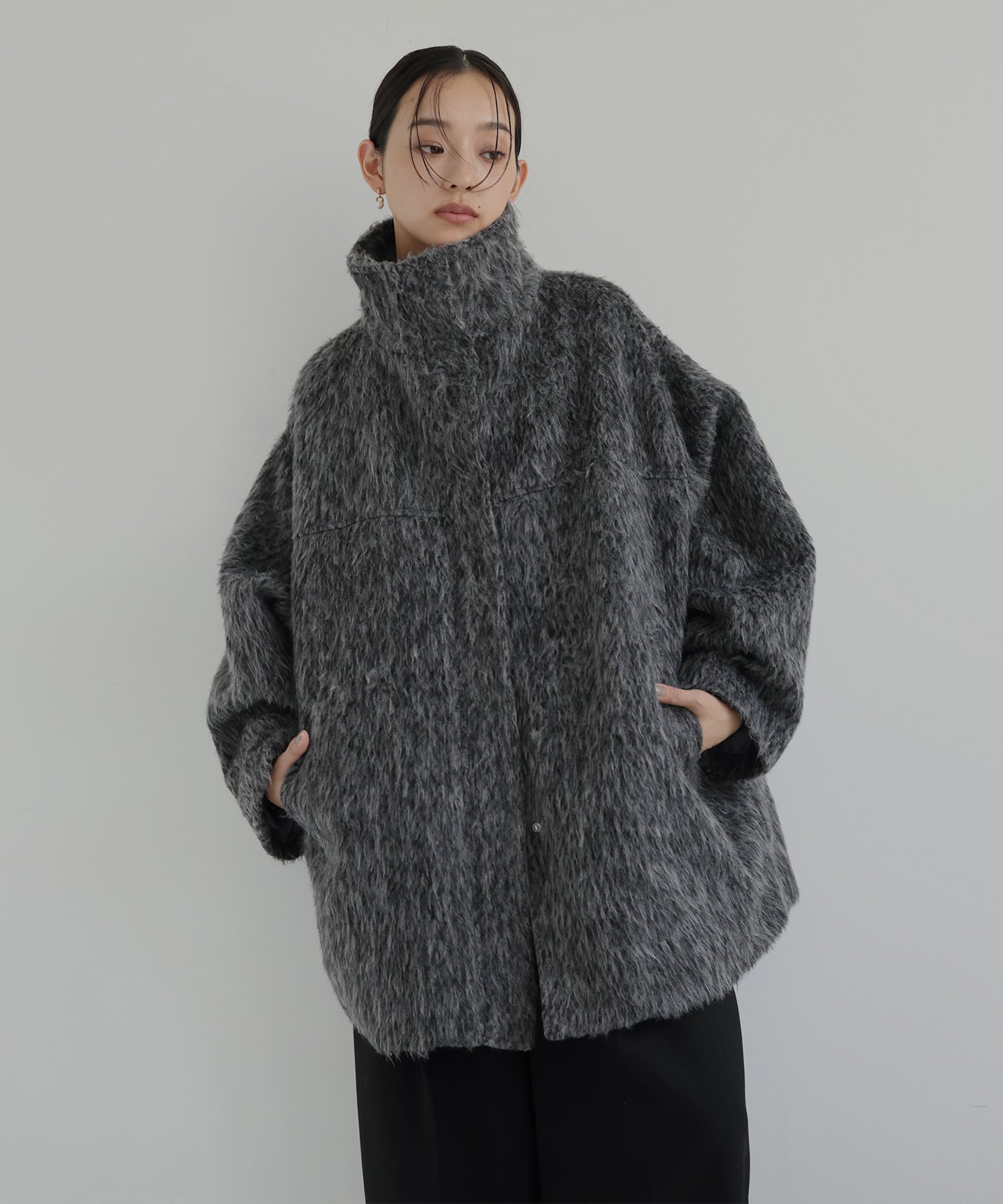 hellam｜シャギースタンドカラーコート | Rakuten Fashion(楽天