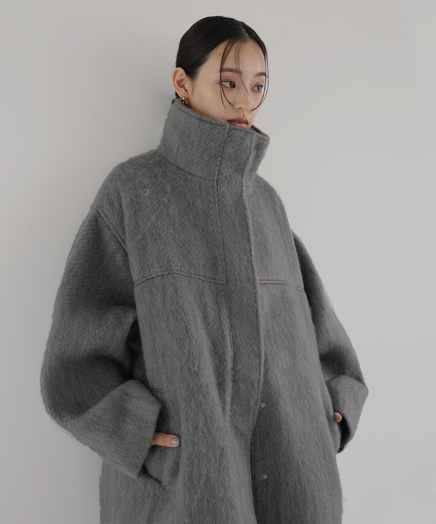 hellam｜シャギースタンドカラーコート | Rakuten Fashion(楽天