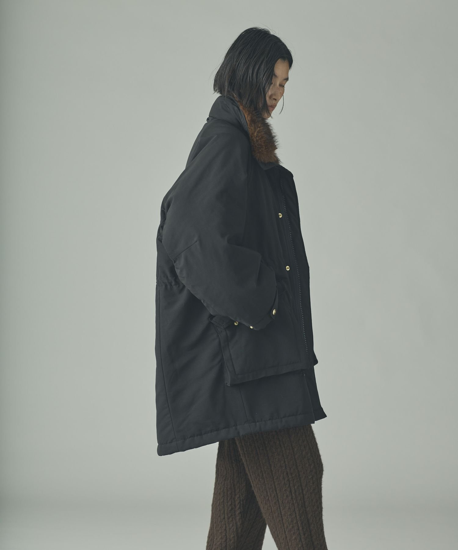 Curensology ＜&RC＞スウェーディッシュモッズコート ブラウン57 Curensology｜<&RC>フェイクファーエリツキスウェーディッシュモッズ