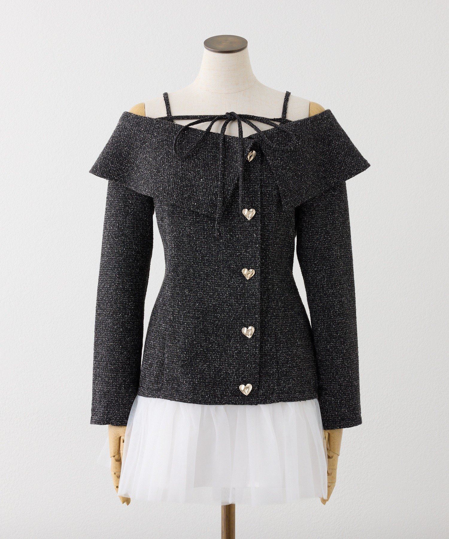 one after another NICE CLAUP｜ハートボタン切替ミニワンピース