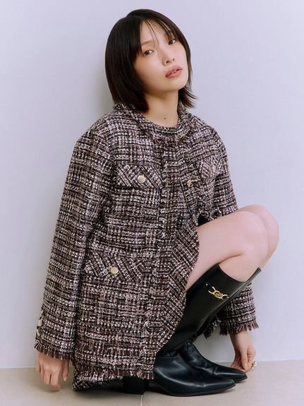 LILY BROWN｜[L.B CANDY STOCK]ツイードビジューAラインミニワンピース