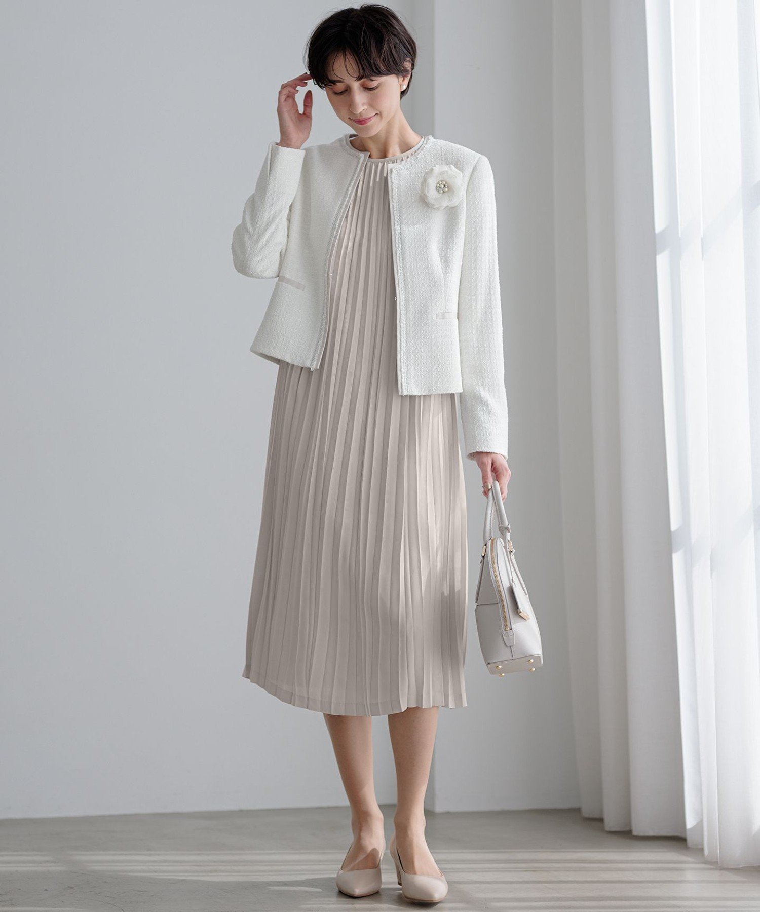 23区｜【セットアップ対応】シャインツイードストレッチ ノーカラー