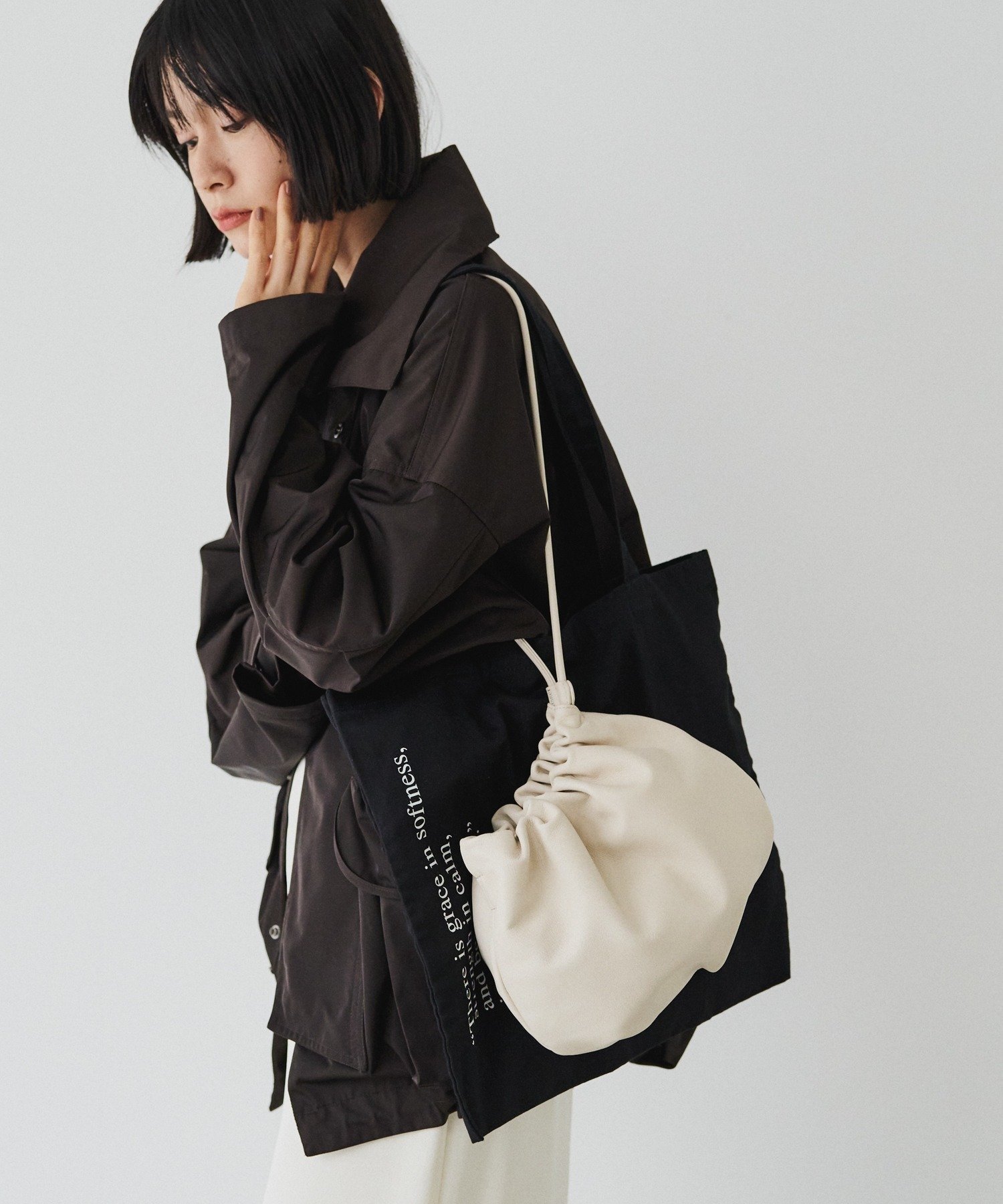 russet｜レザー巾着4WAYショルダーバッグ | Rakuten Fashion(楽天