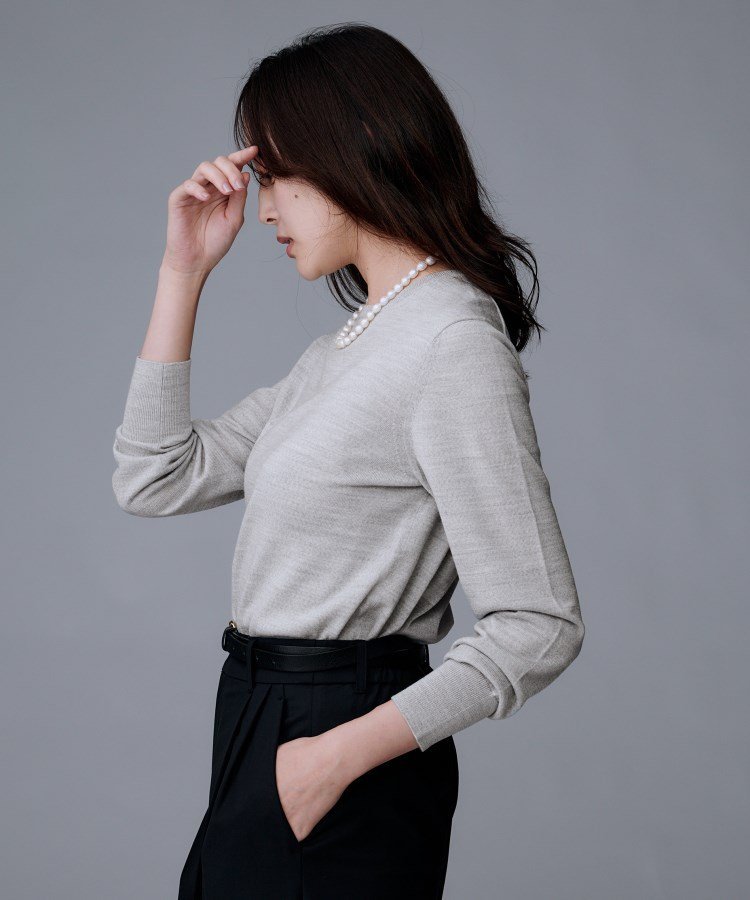 UNTITLED｜【アンサンブル可/洗える/ウール100%】クルーネックウール