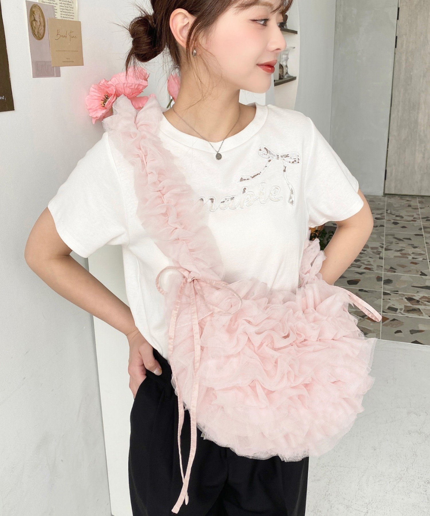 moment+｜チュールフリルハーフムーンバッグ | Rakuten Fashion(楽天