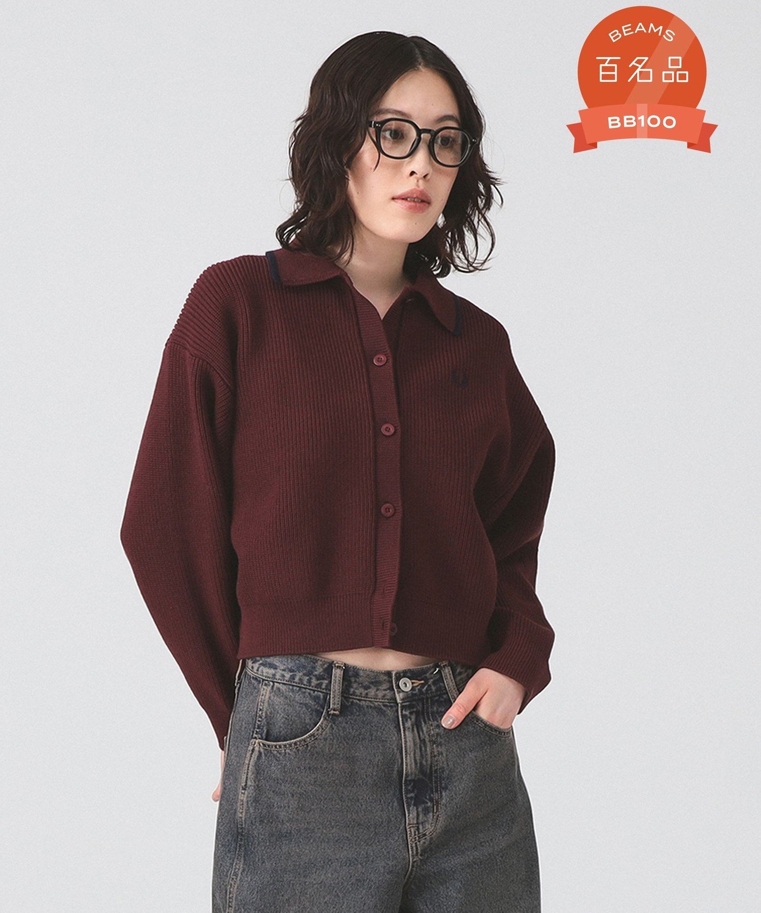 BEAMS WOMEN｜【SALE】【別注】FRED PERRY / Tipped Collar Cardigan