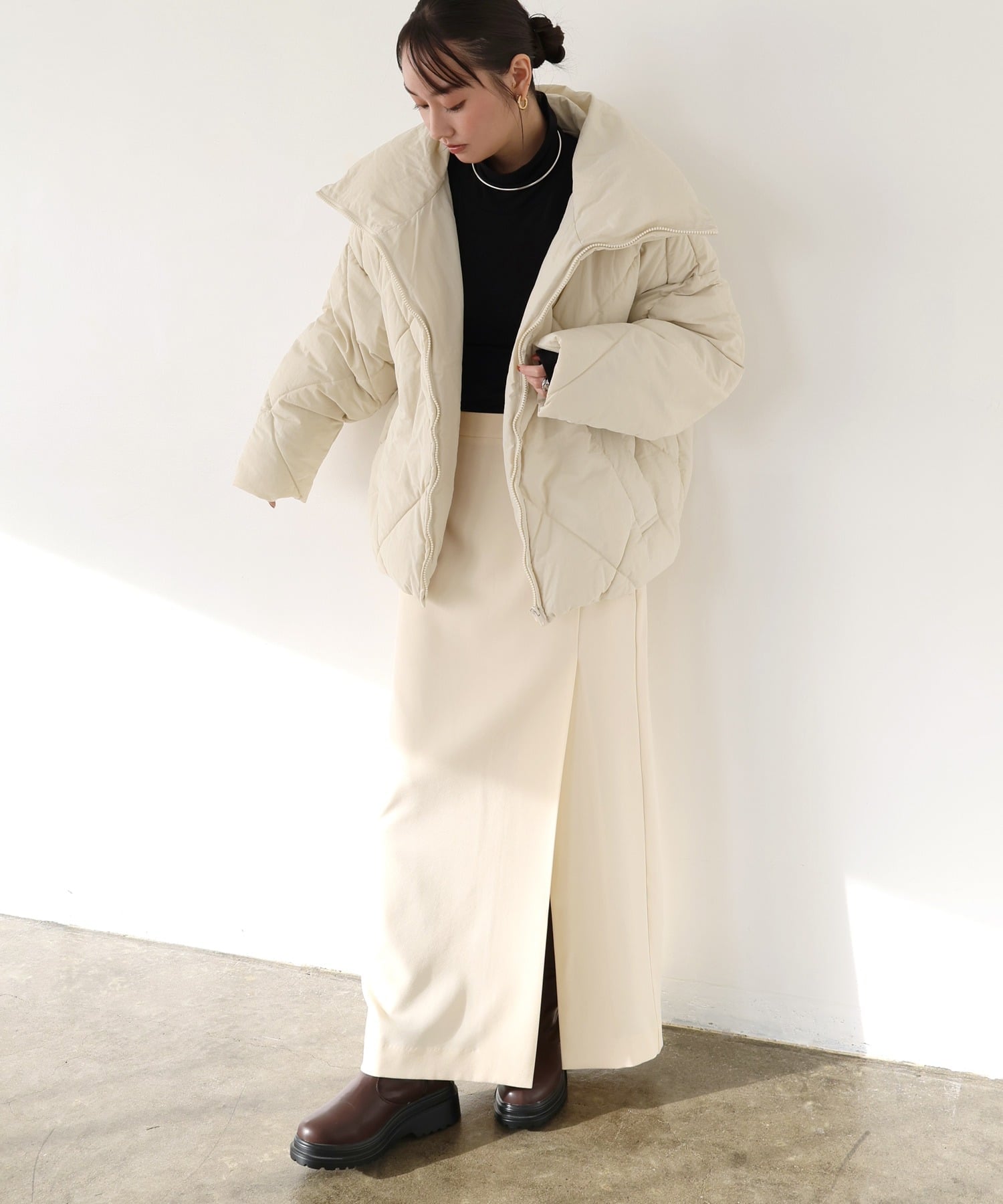 andme｜ダイヤ キルティング フェイクダウン ジャケット | Rakuten