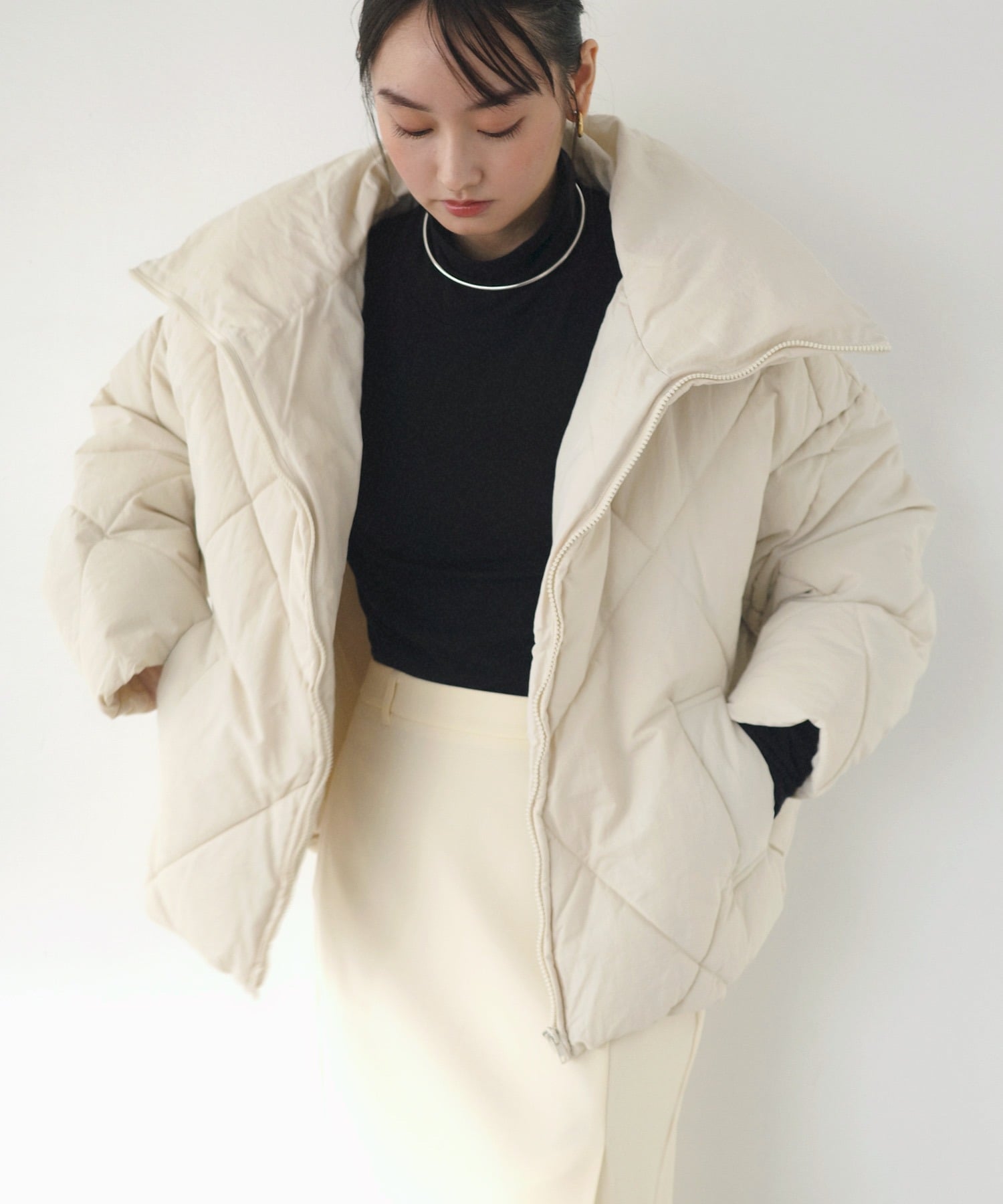 andme｜ダイヤ キルティング フェイクダウン ジャケット | Rakuten