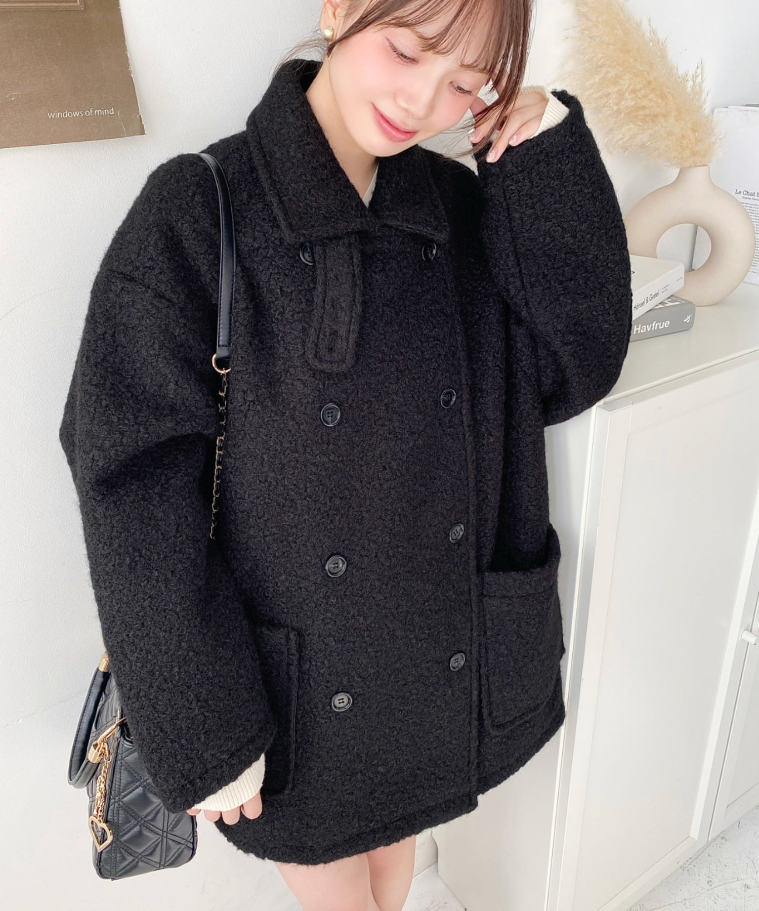 moment+｜フェイクリングウール2WAYアレンジカラーPコート | Rakuten