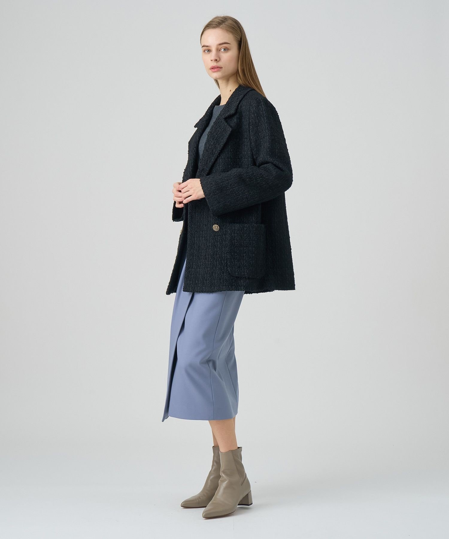 ANAYI｜ラメツイードテーラーダブルコート | Rakuten Fashion(楽天