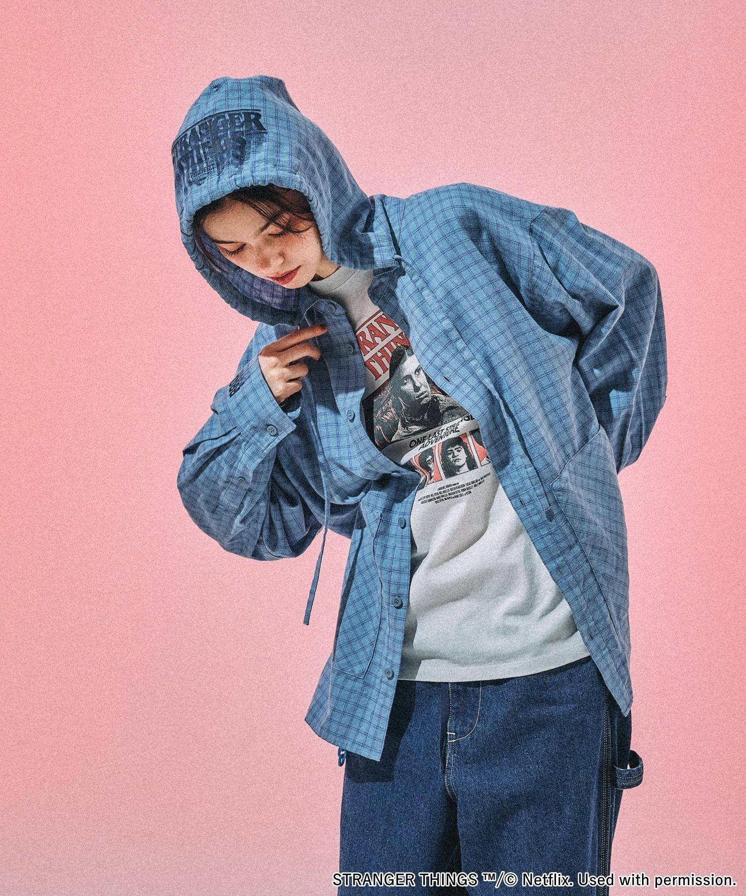 niko and ｜【STRANGER THINGS】コラボ チェックフードシャツ