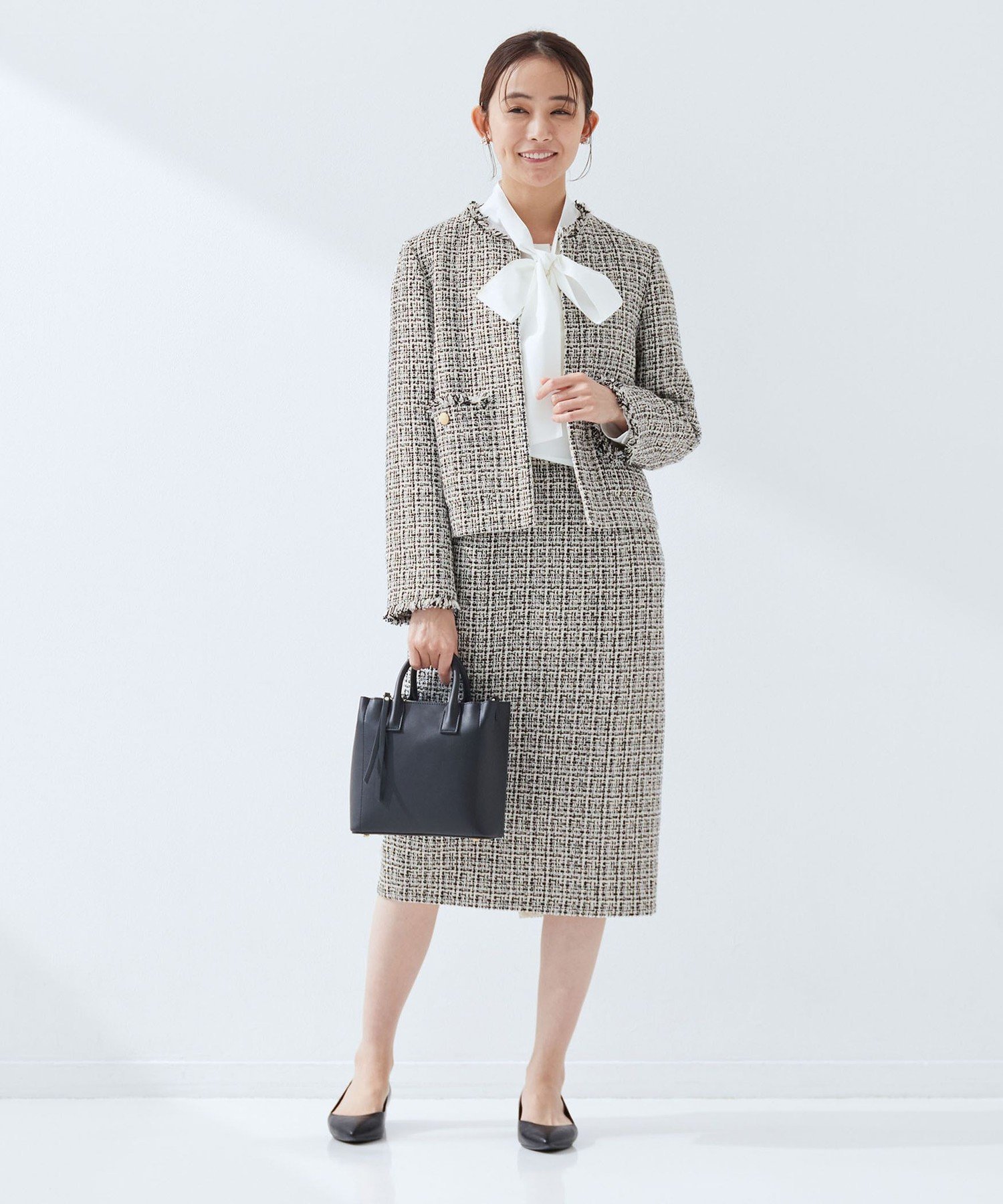 UNITED ARROWS green label relaxing｜ツイードライク ノーカラー