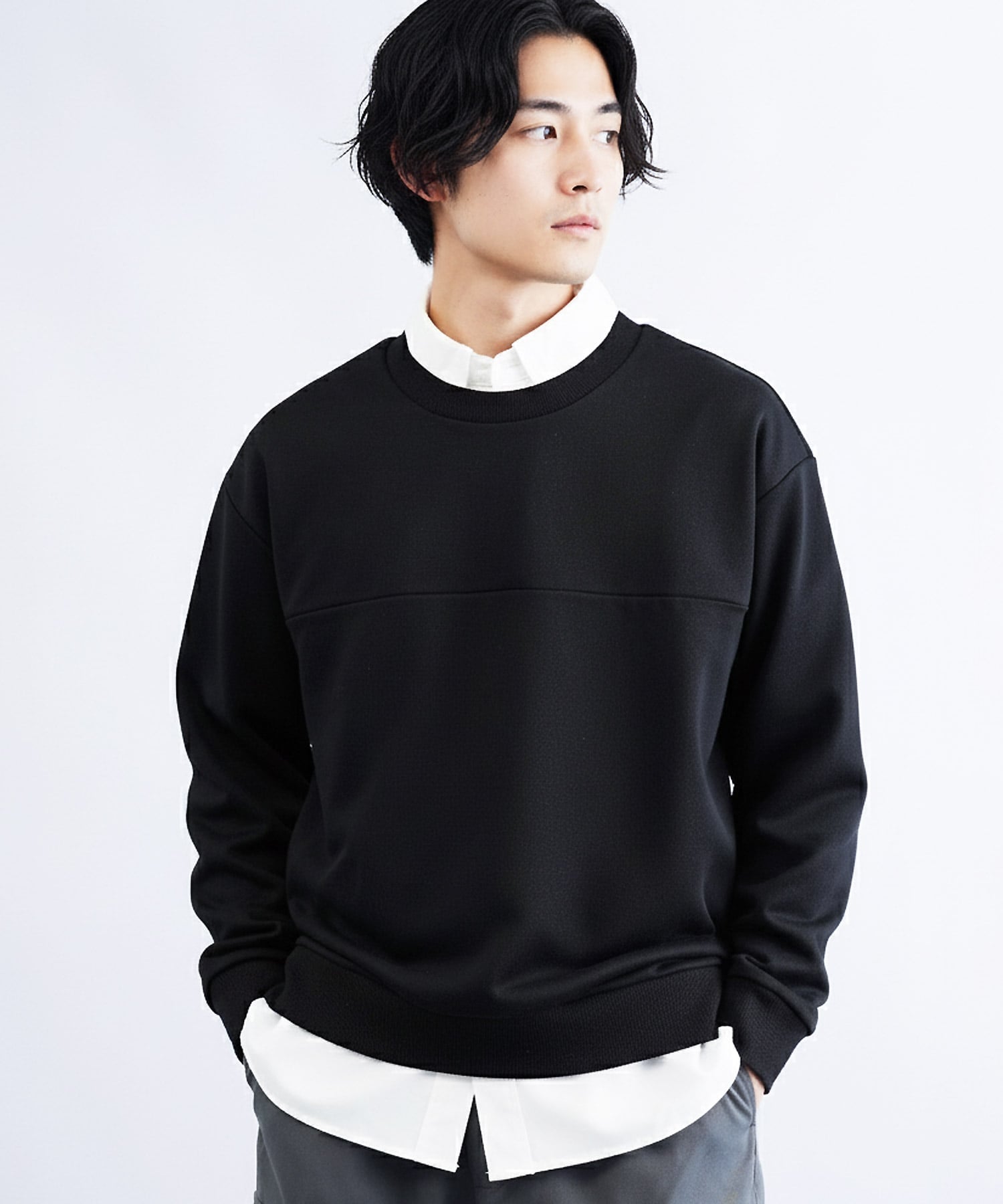 JIGGYS SHOP｜フェイクレイヤード クルーネック スウェットトレーナー