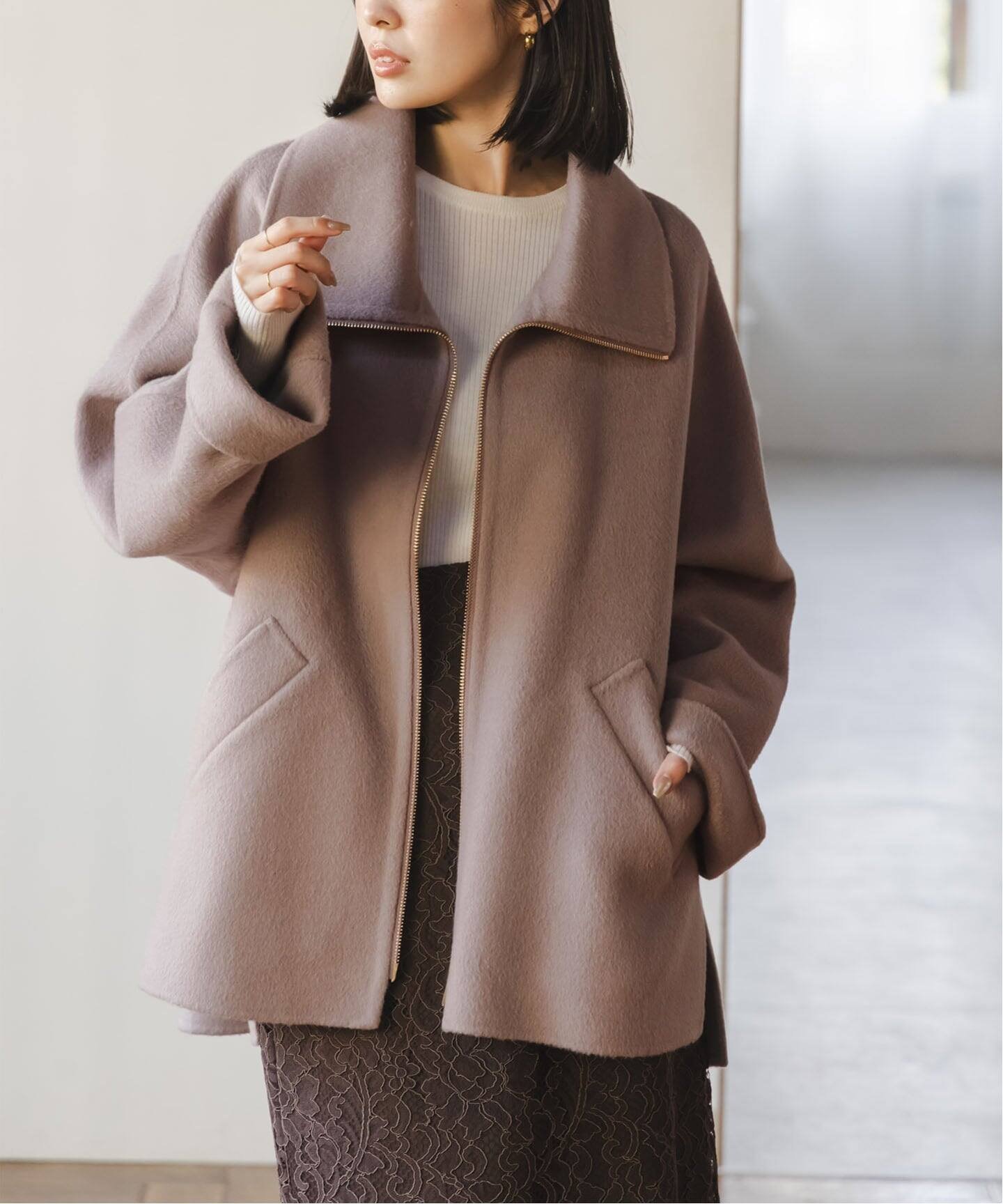 NOBLE｜《追加》キャメルミックスリバージップコート | Rakuten