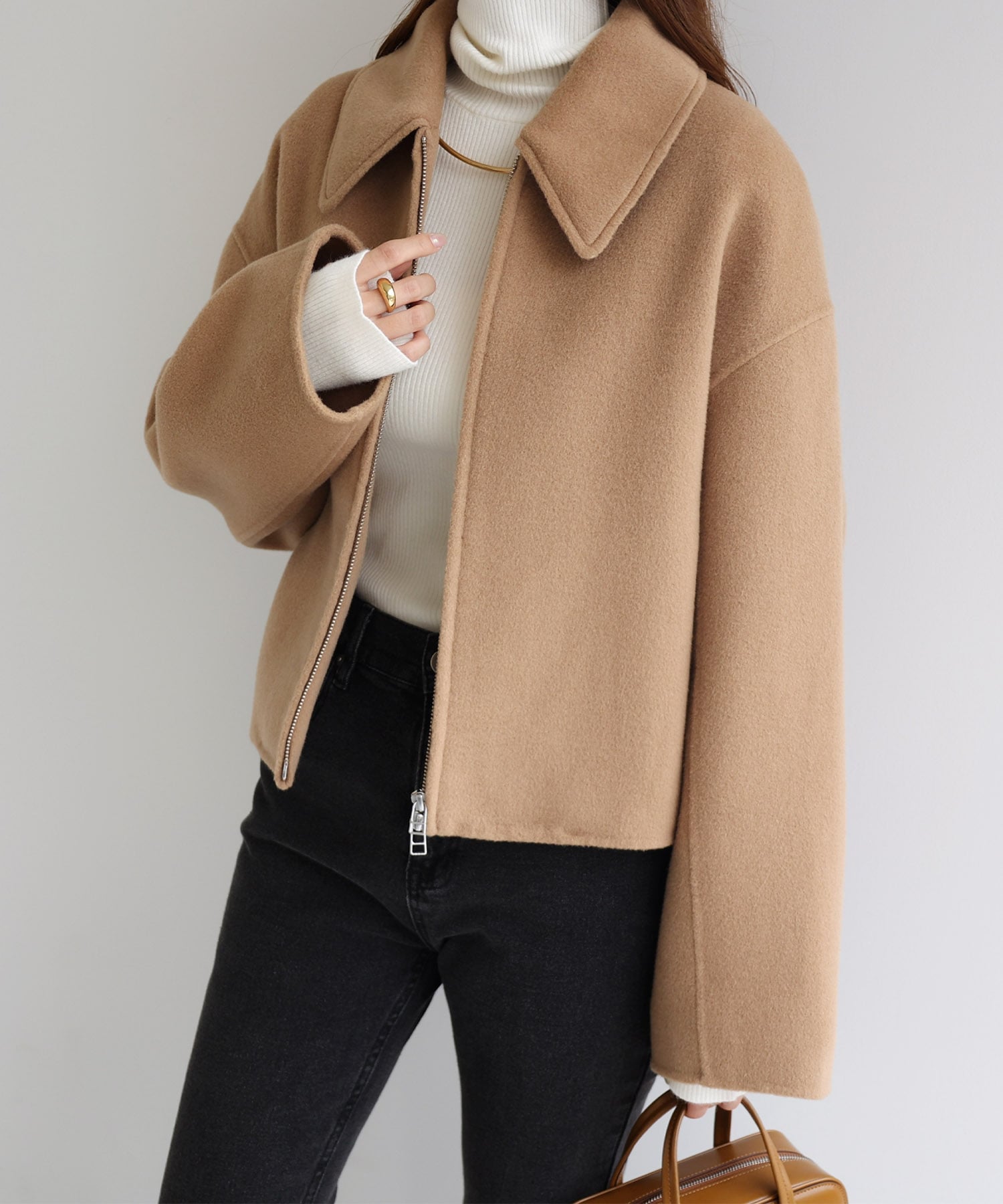 andme｜リバー ジップ ショート コート evernavy エバーネイビー