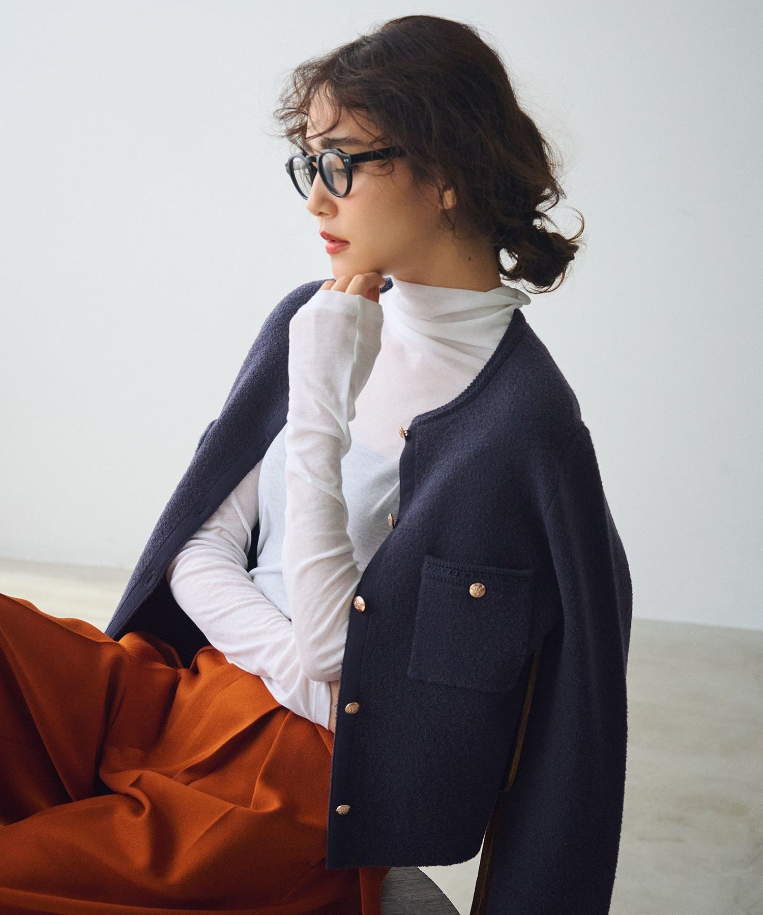 23区｜【洗える】ミニブークレニット カーディガン | Rakuten Fashion