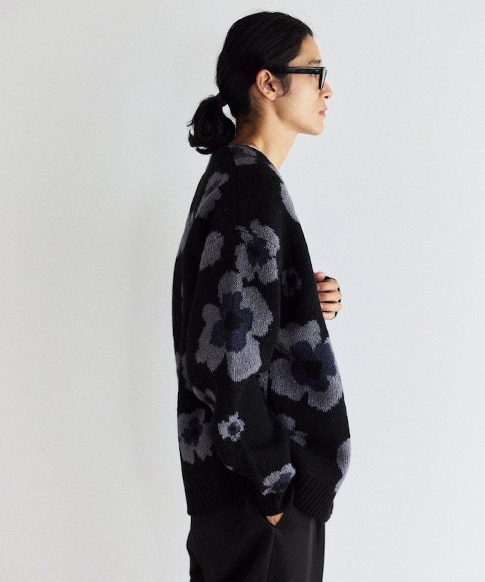 FREAK'S STORE｜総柄 ダブルジャガード ニット カーディガン