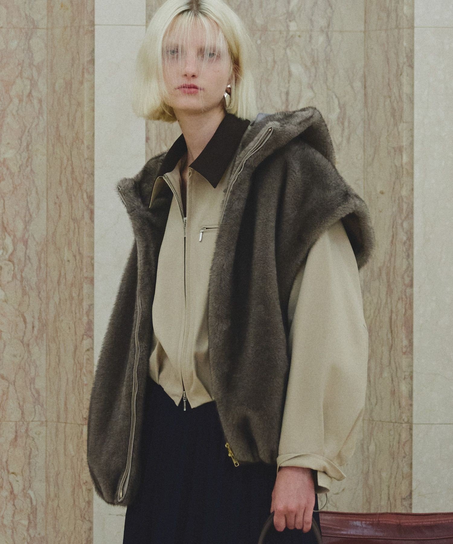 allureville｜フェイクミンクファーフーディーブルゾン | Rakuten