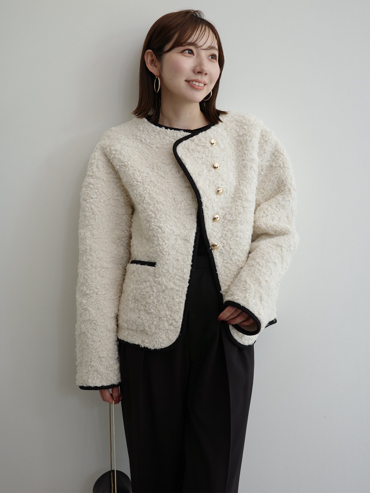 anuans｜ECOPELパイピングボアジャケット | Rakuten Fashion(楽天