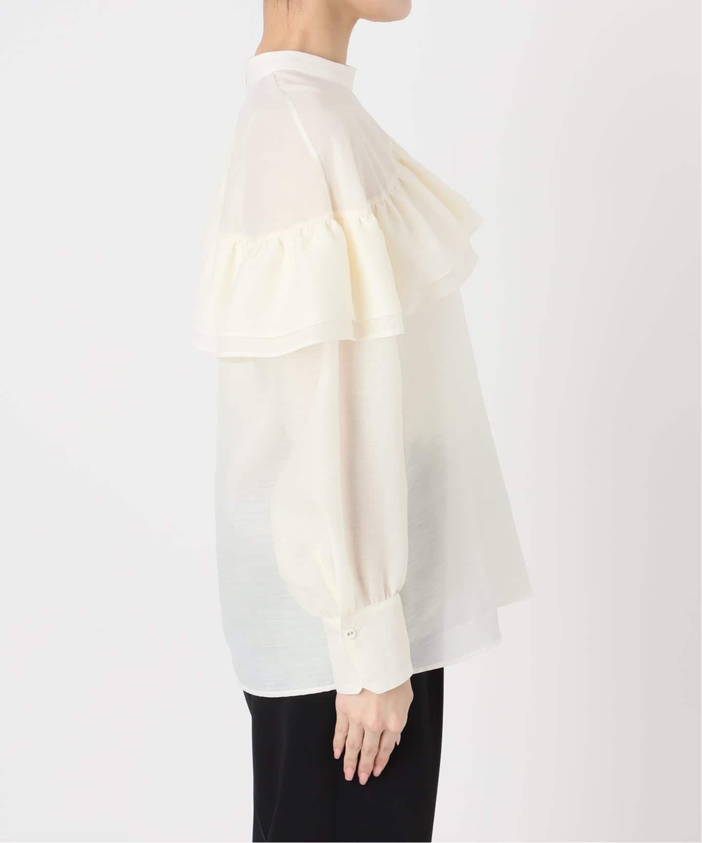 VERMEIL par iena｜シアーサテンフリルブラウス | Rakuten Fashion