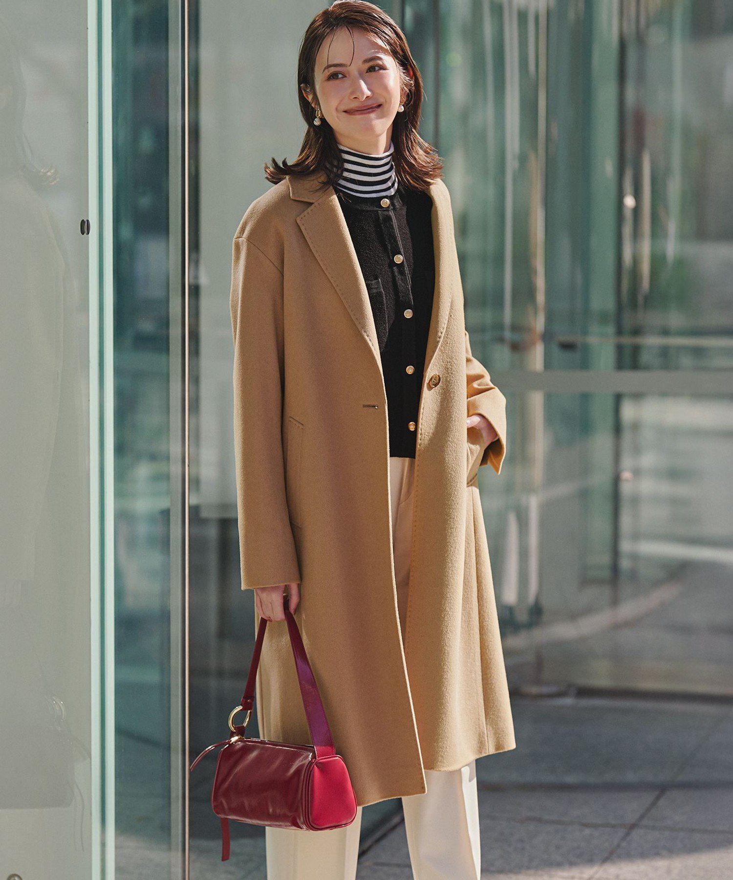 美品 BURBERRY カシミヤ ブラウンウールコート 冬コーデ 憧れの