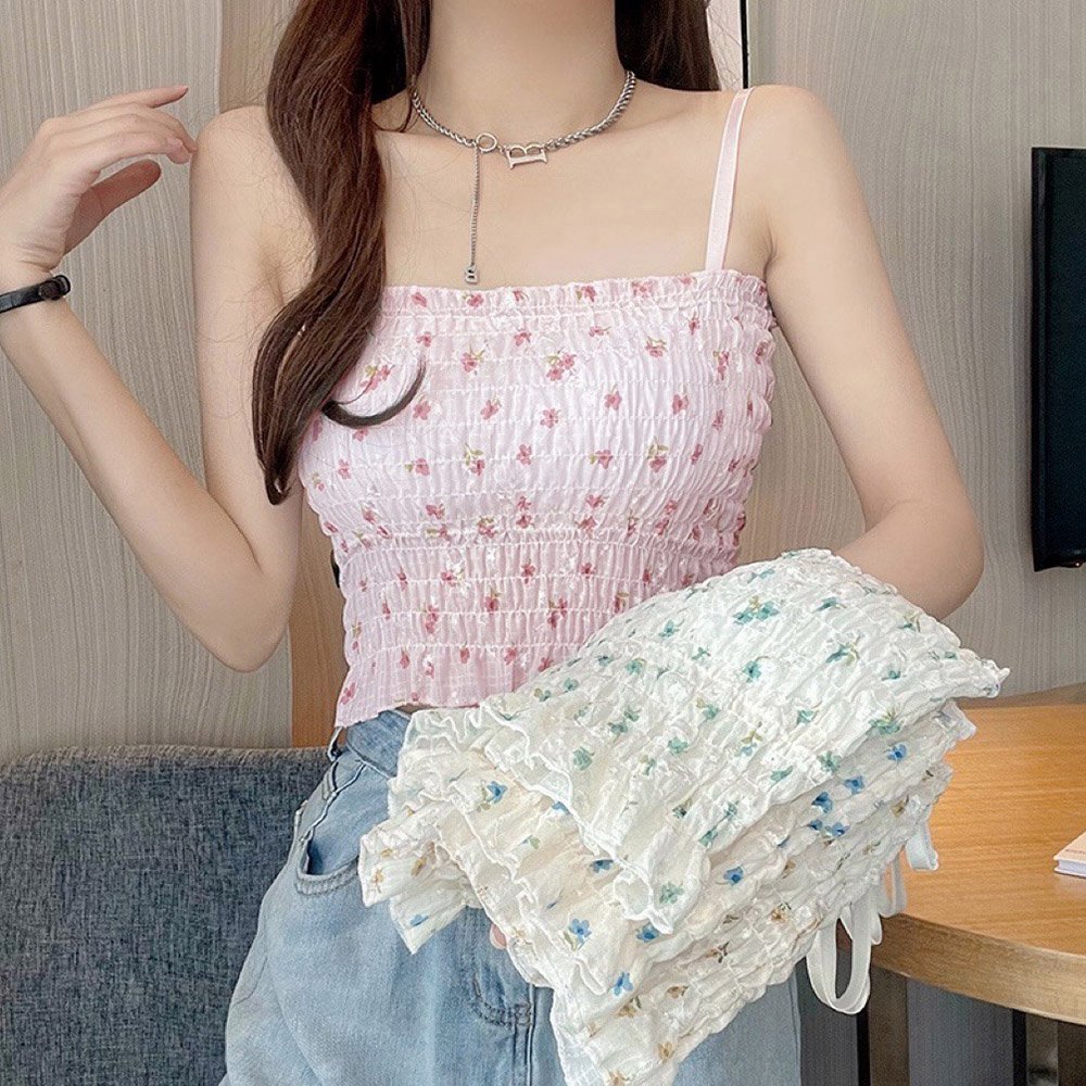 miniministore｜カップ付き シャーリング花柄キャミソール | Rakuten