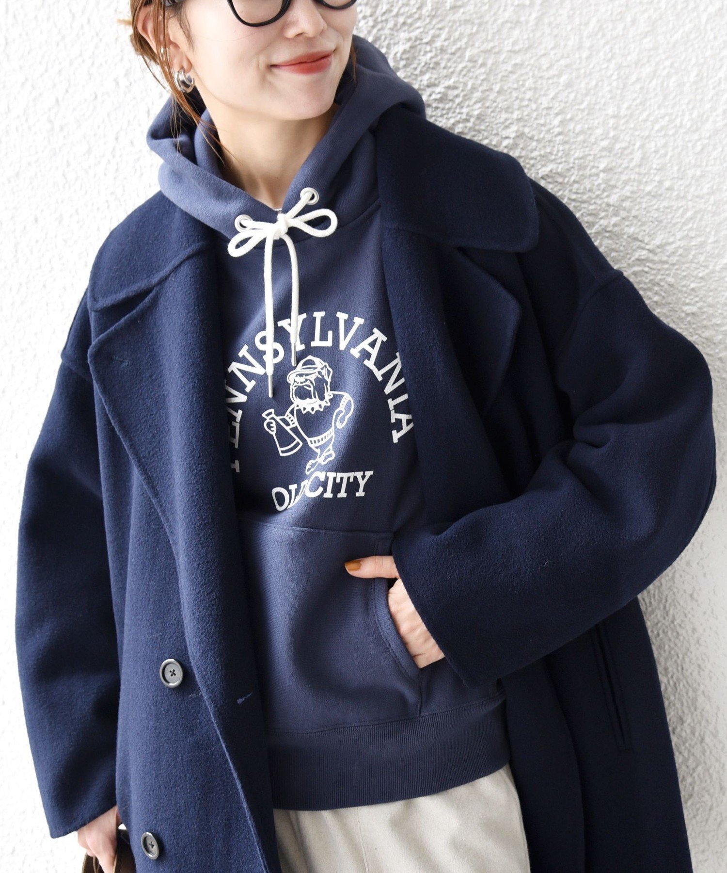 SHIPS｜SHIPS any: リバー ダブル テーラード ミドル コクーン コート