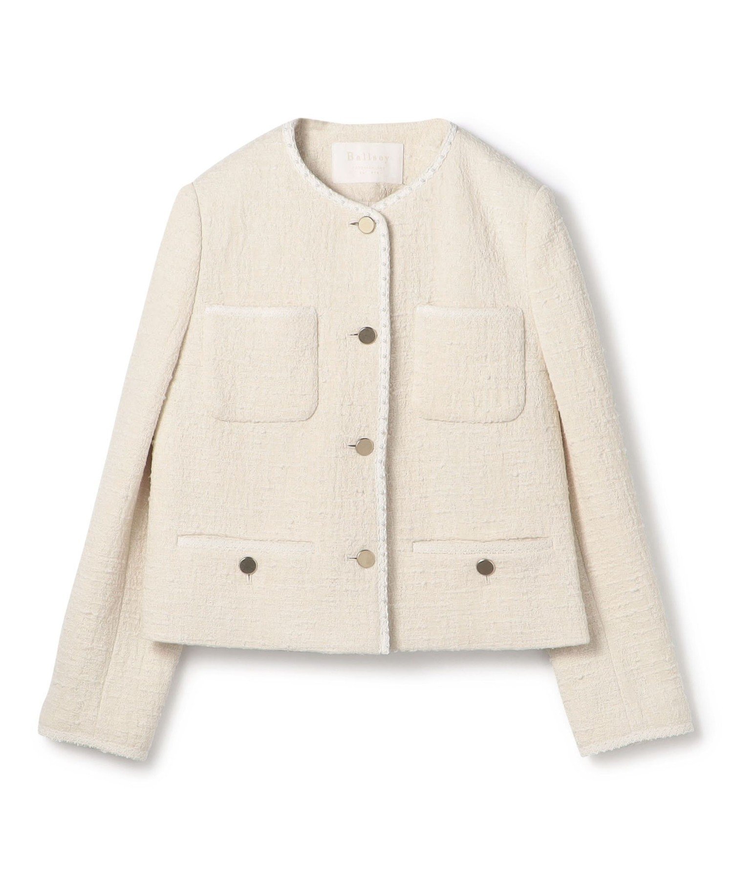 TOMORROWLAND｜スラブコットンツイード Vクルーネックジャケット