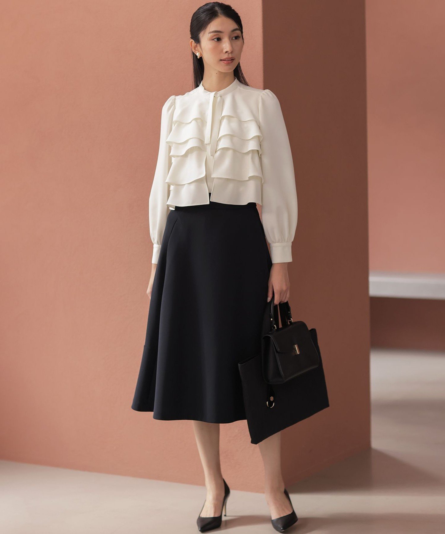 組曲｜【KUMIKYOKU NAVY】コンフォータブルドレープ フリルブラウス