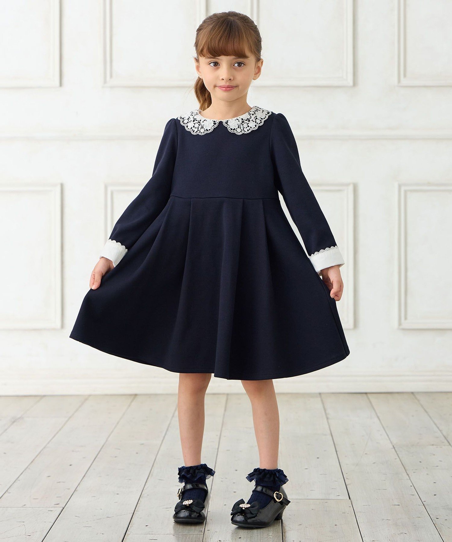 ANY｜レース襟付き長袖ワンピース | Rakuten Fashion(楽天ファッション