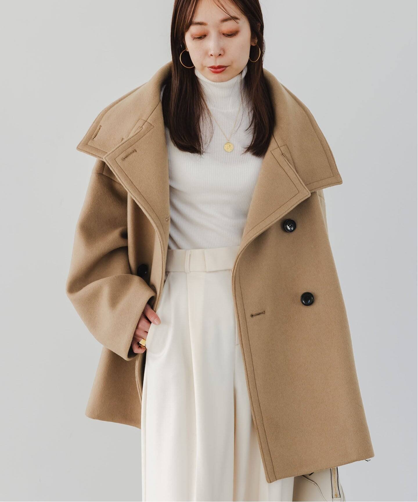 NOBLE｜《追加》スタンドカラーオーバーコート | Rakuten Fashion(楽天