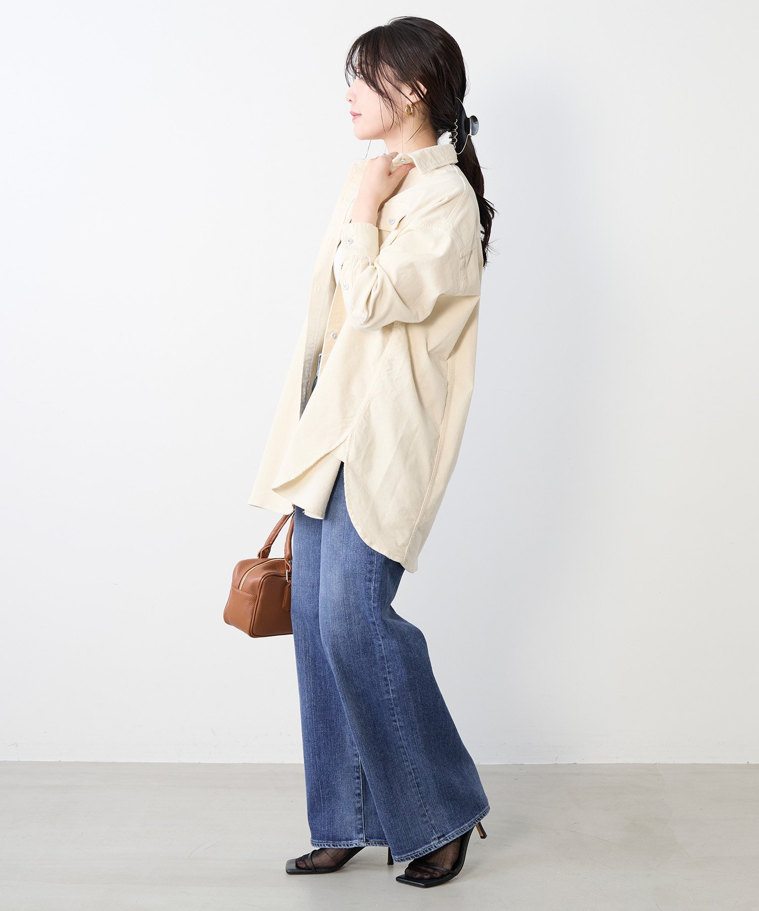 MICA＆DEAL｜【Healthy DENIM】コーデュロイビッグシャツ-Almond