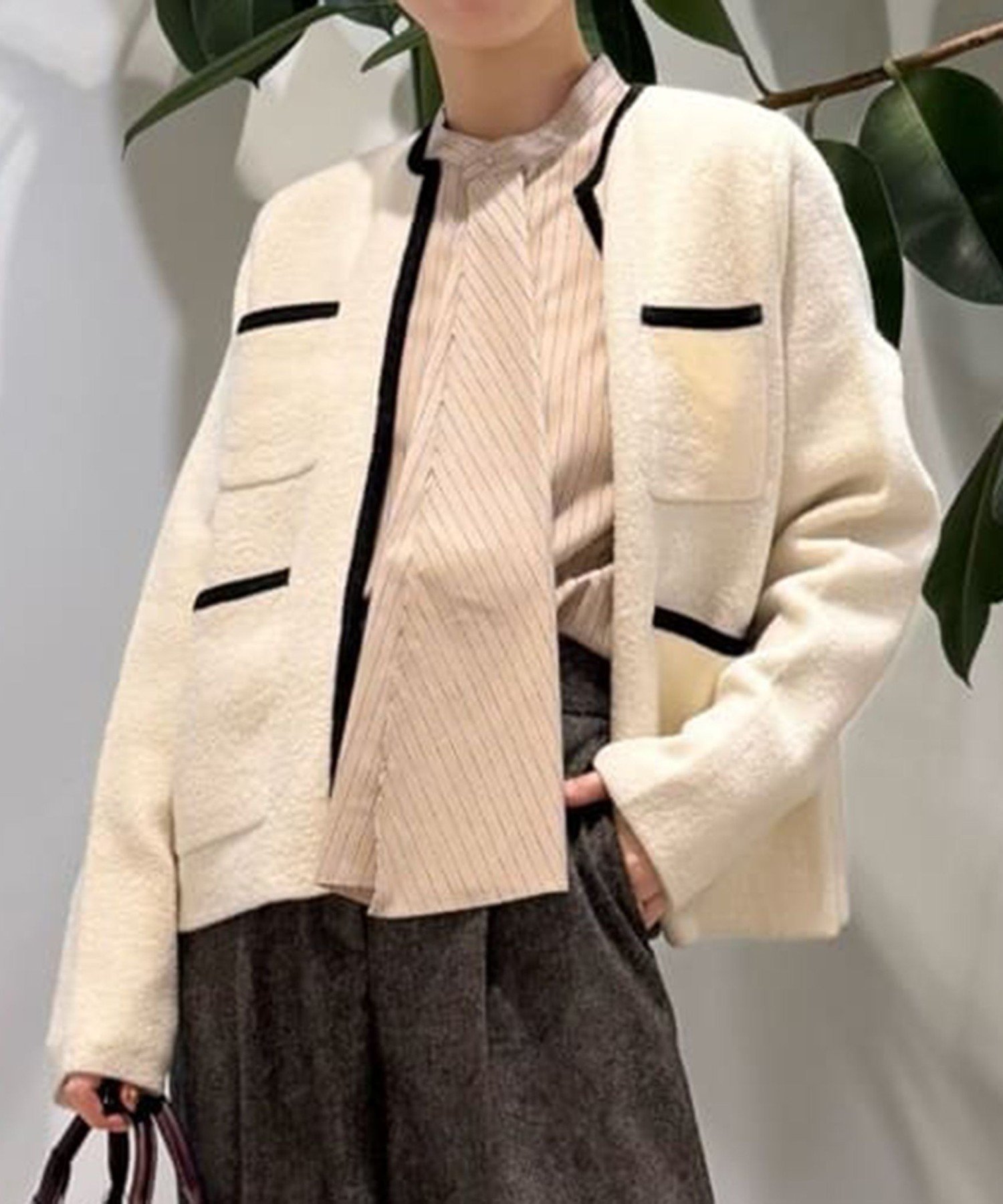 TOMORROWLAND｜ウールナイロンブークレー フロントオープン