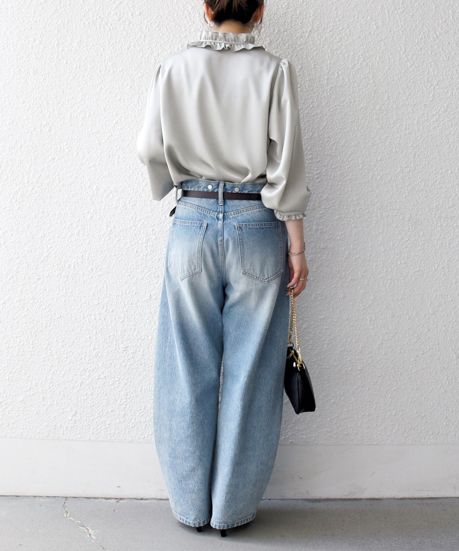 【つな】SHIPSany サテン フリル カラー リボン シャツ ブラウス SHIPS any ブラウス シャツ any:「洗濯機可能」サテン フリル カラー