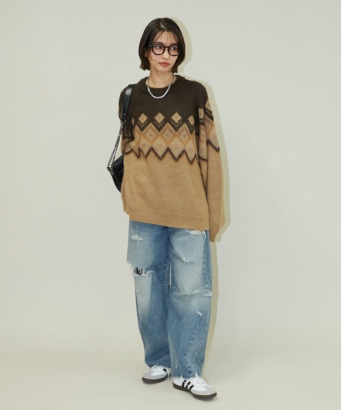 FREAK'S STORE｜ダイヤジャカードモヘアタッチニットプルオーバー 限定