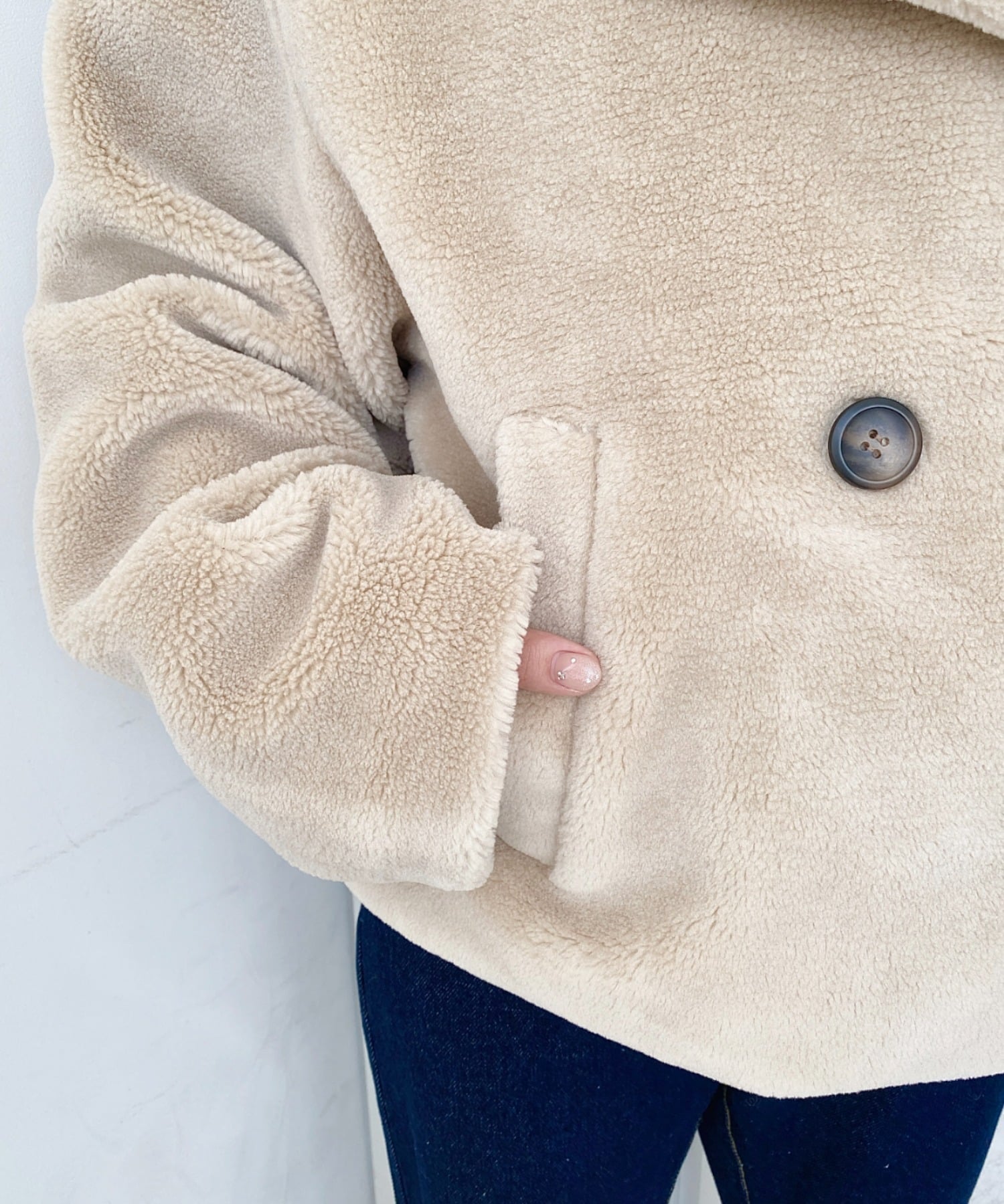 moment+｜ショート丈テディベアボアPコート ジャケット | Rakuten