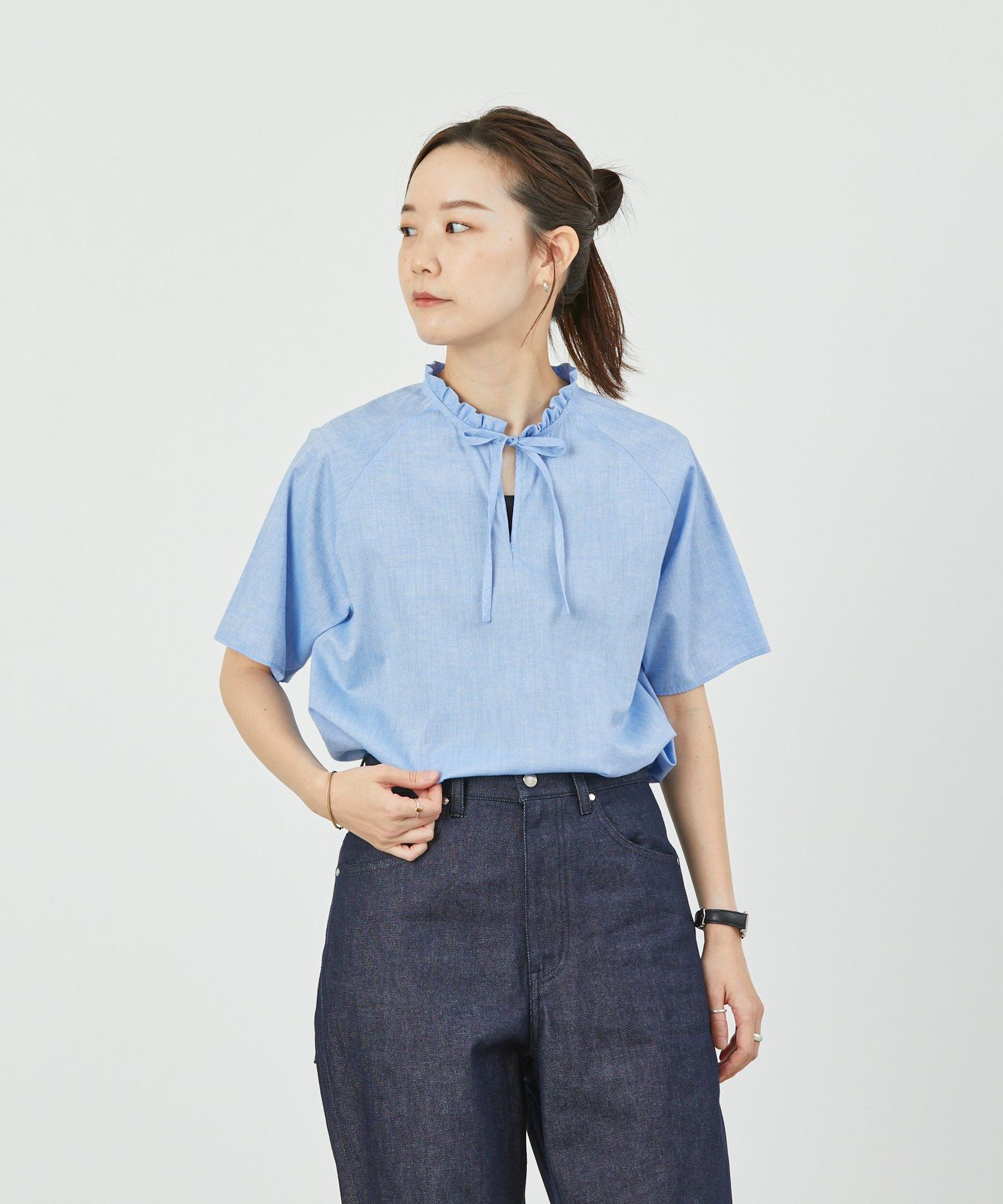 MACKINTOSH PHILOSOPHY｜GREY LABEL スタンドカラーフリルブラウス