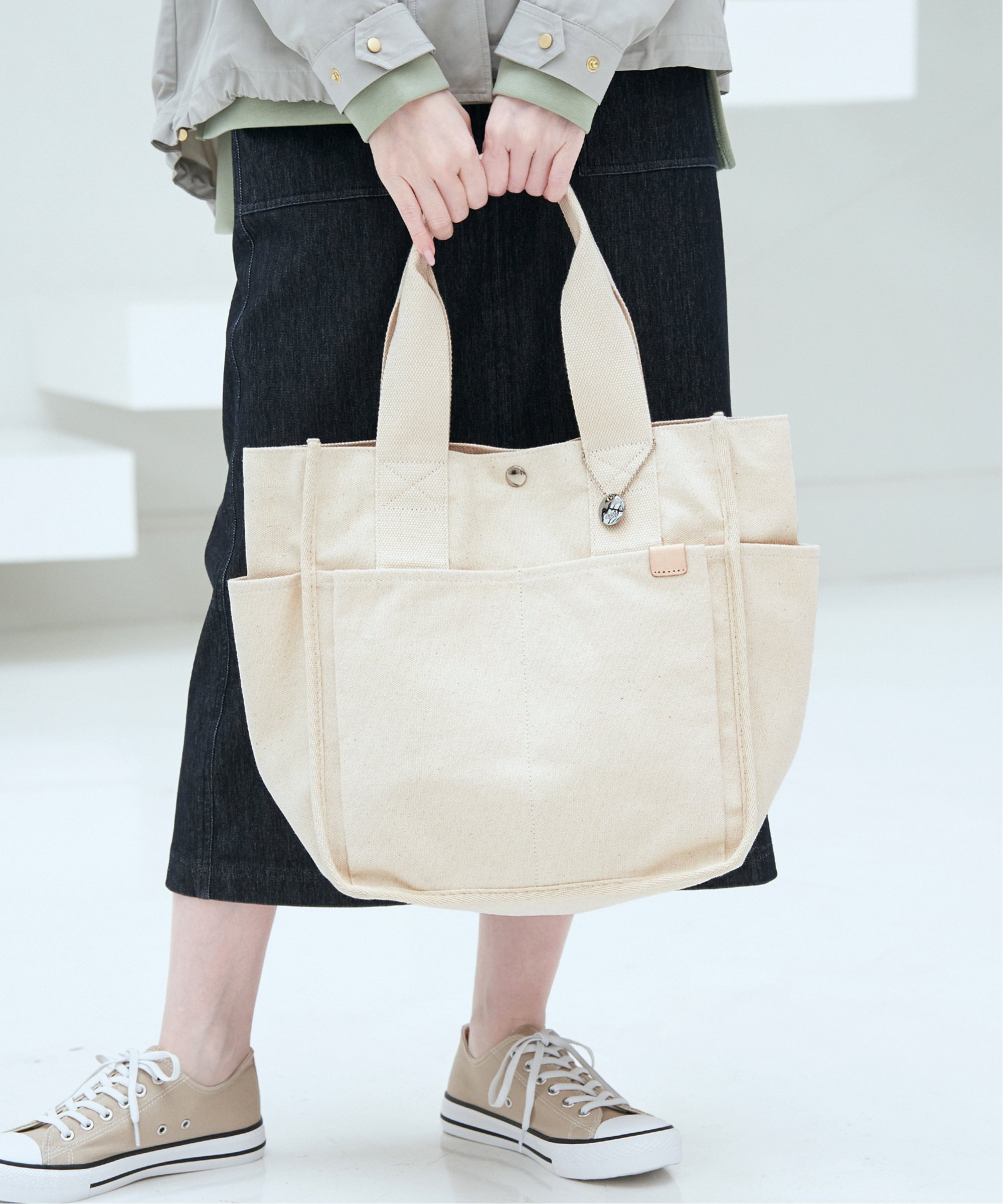 ikka｜キャンバスパイピングビッグトートバッグ | Rakuten Fashion