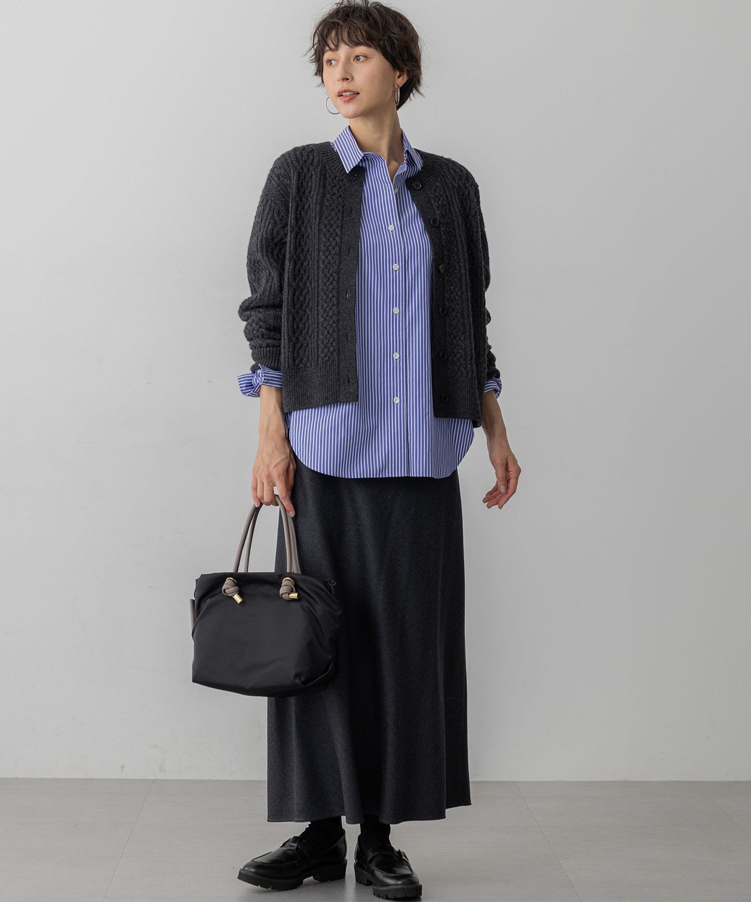 23区｜【洗える】カシミヤブレンド ケーブルニットカーディガン