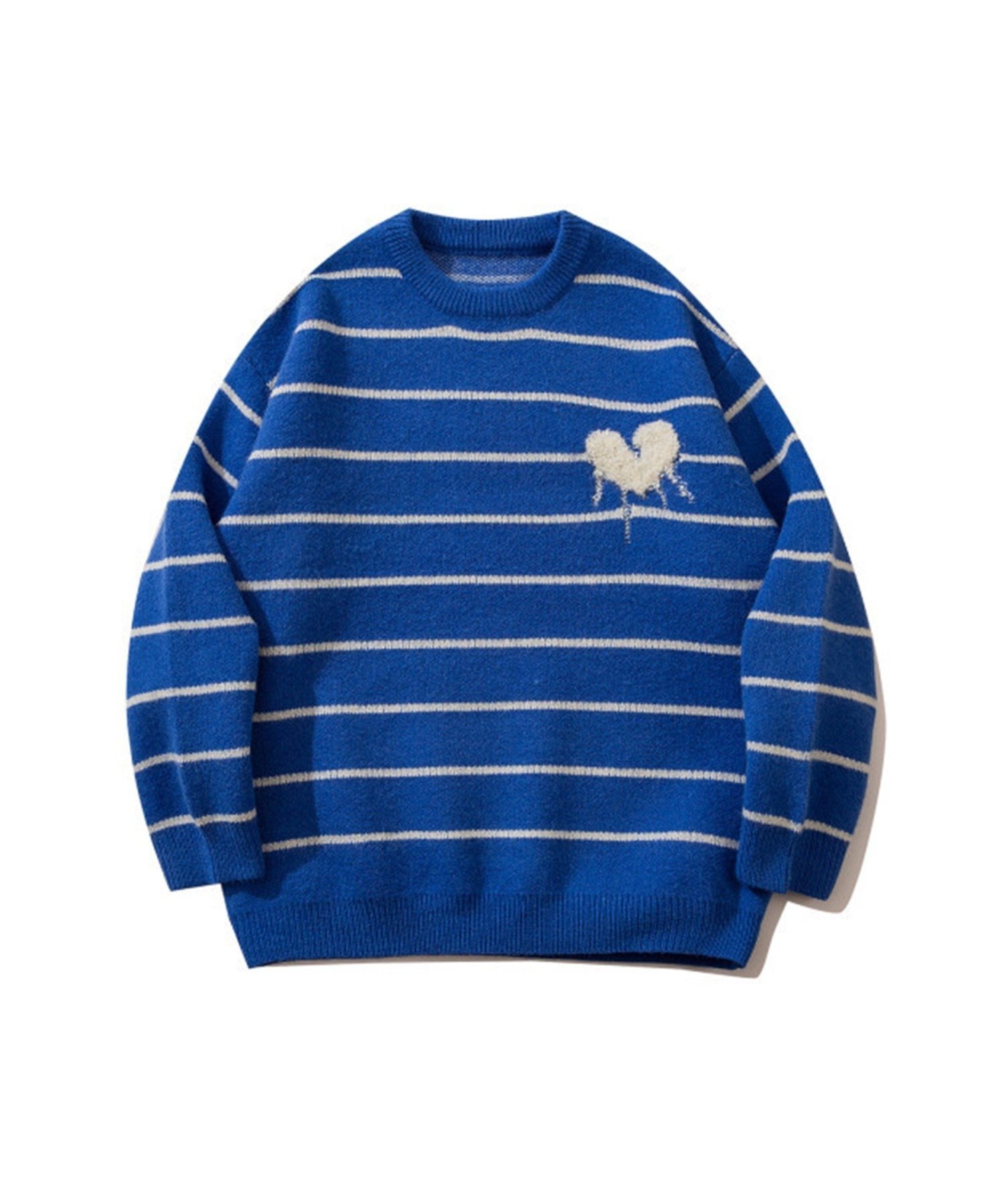 aimoha｜HOOK/(U)【HOOK】「溶けたハート」刺繍ボーダーニットセーター