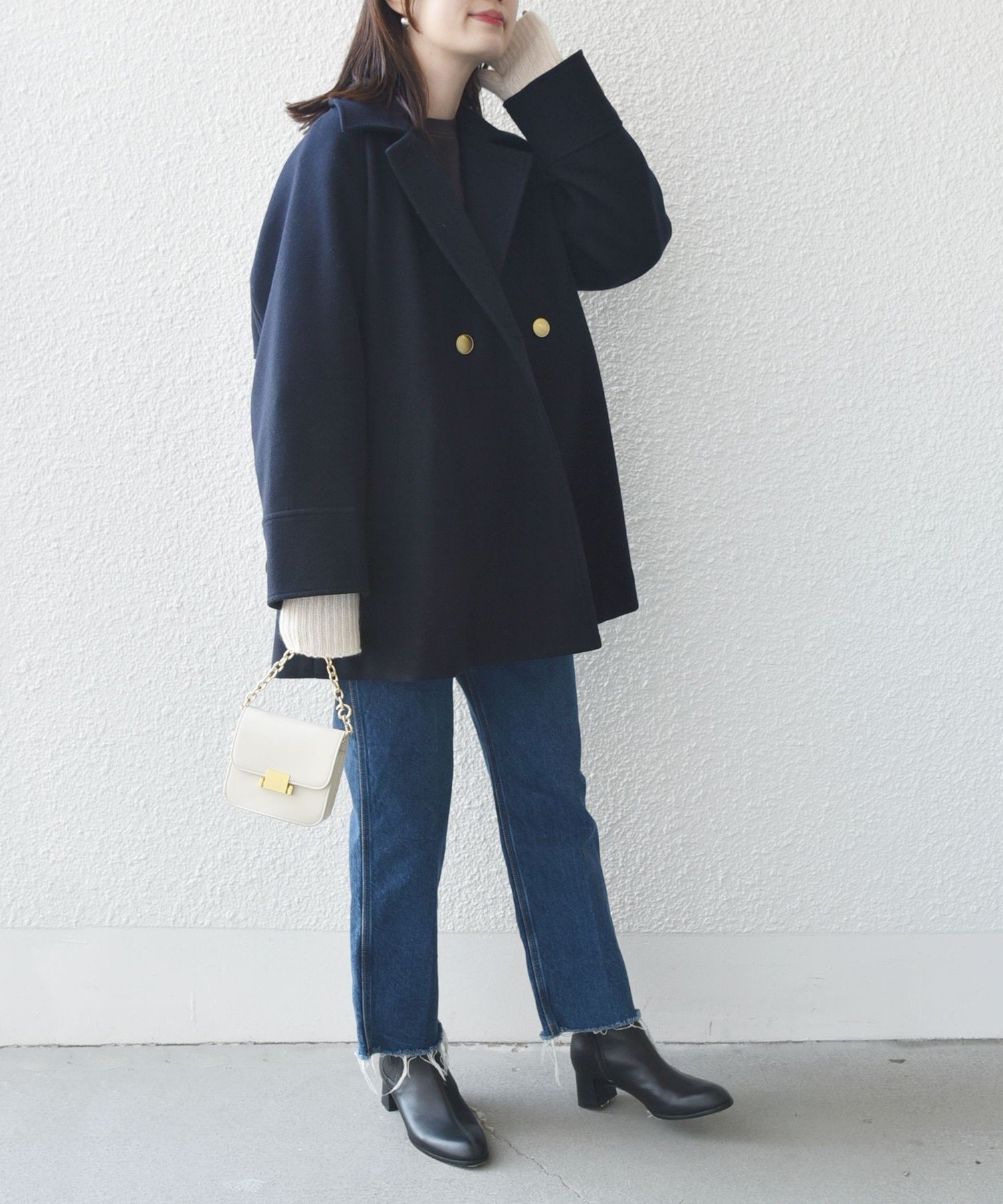 ほぼ新品SHIPSシップスウール ライク ジャージー メルトン2WAY Pコート SHIPS｜【WEB限定】<手洗い可能>ウール ライク ジャージー メルトン