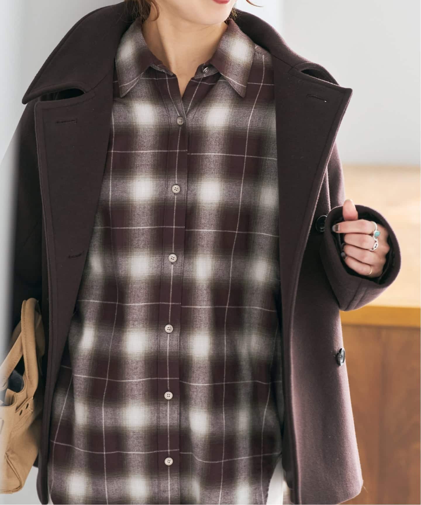 Spick & Span｜メタルボタンオンブレーチェックルーズシャツ | Rakuten